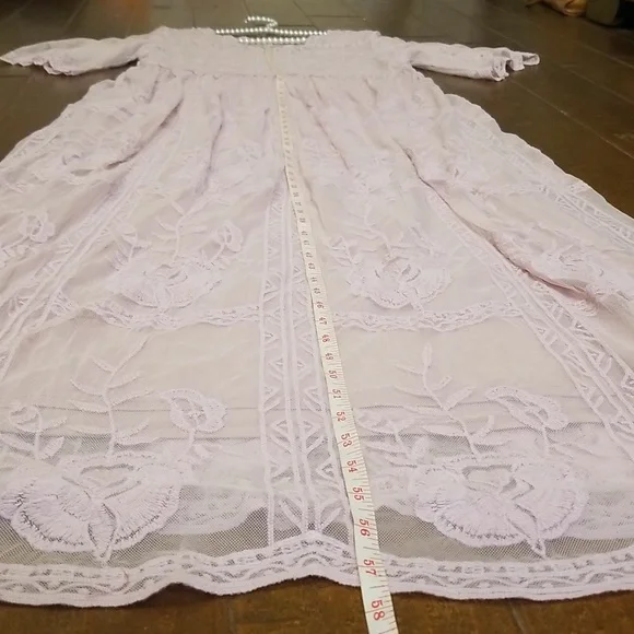 Tea N Rose Womens Shortsleeve Sheer Lined Lavender Maxi Dress - Picture 8 of 12